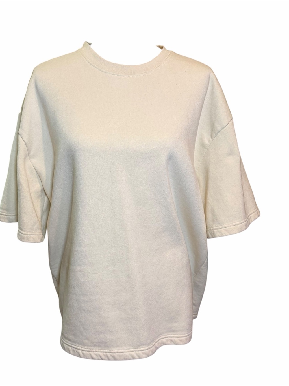 Relaxed Cream Crewneck Women's Top